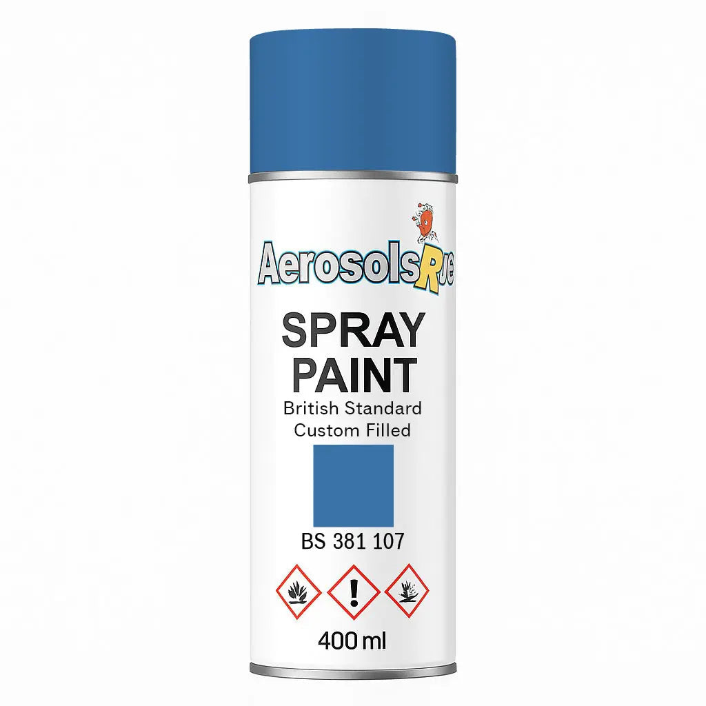 British Standard  381C 107	Strong blue 400ml Aerosol Available in any Finish - Tameside Paints & Supplies Ltd Blue