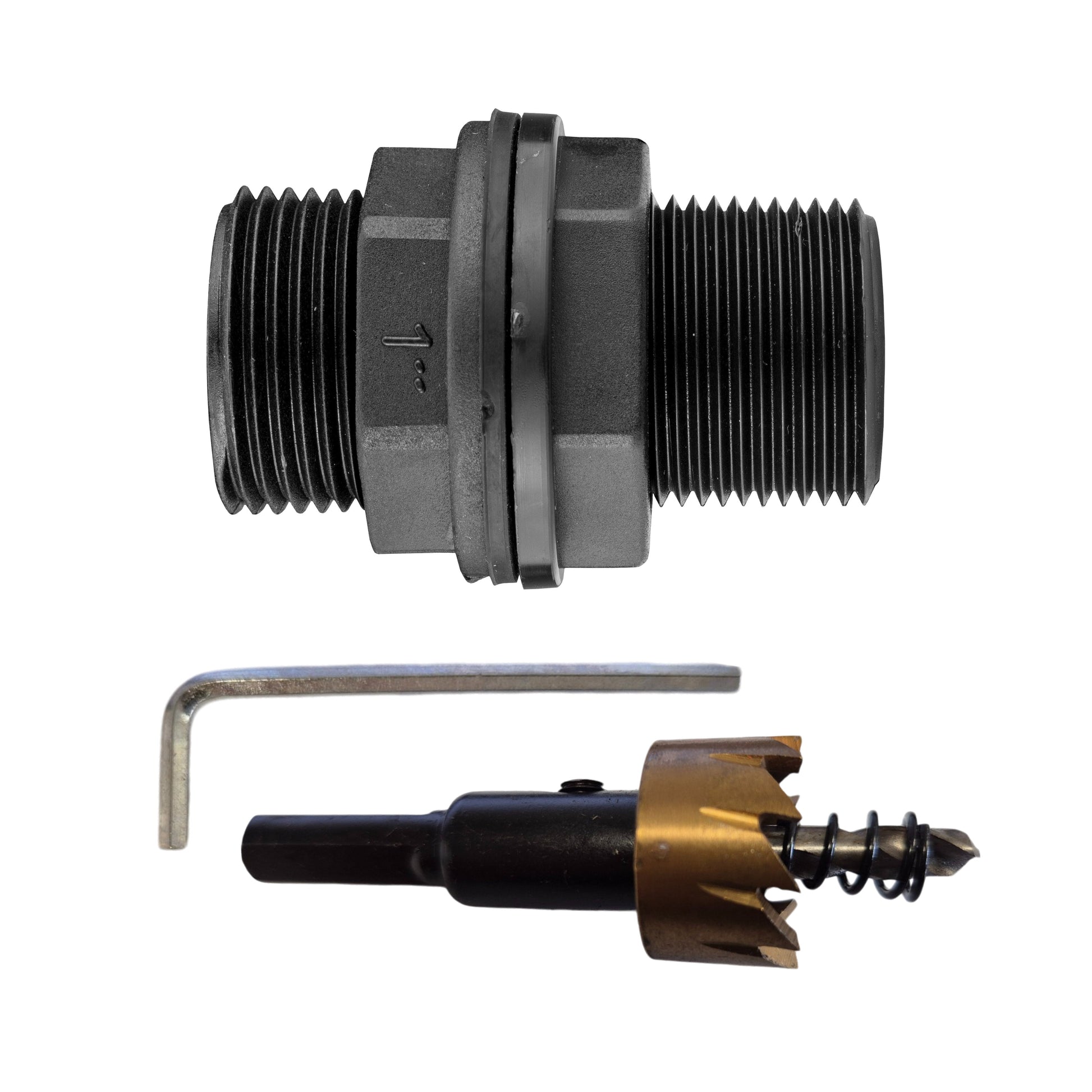 Tank Connector with Washer 1" BSPM and Drill Bit - Best4Trade-Retail Tech Hose & Fittings