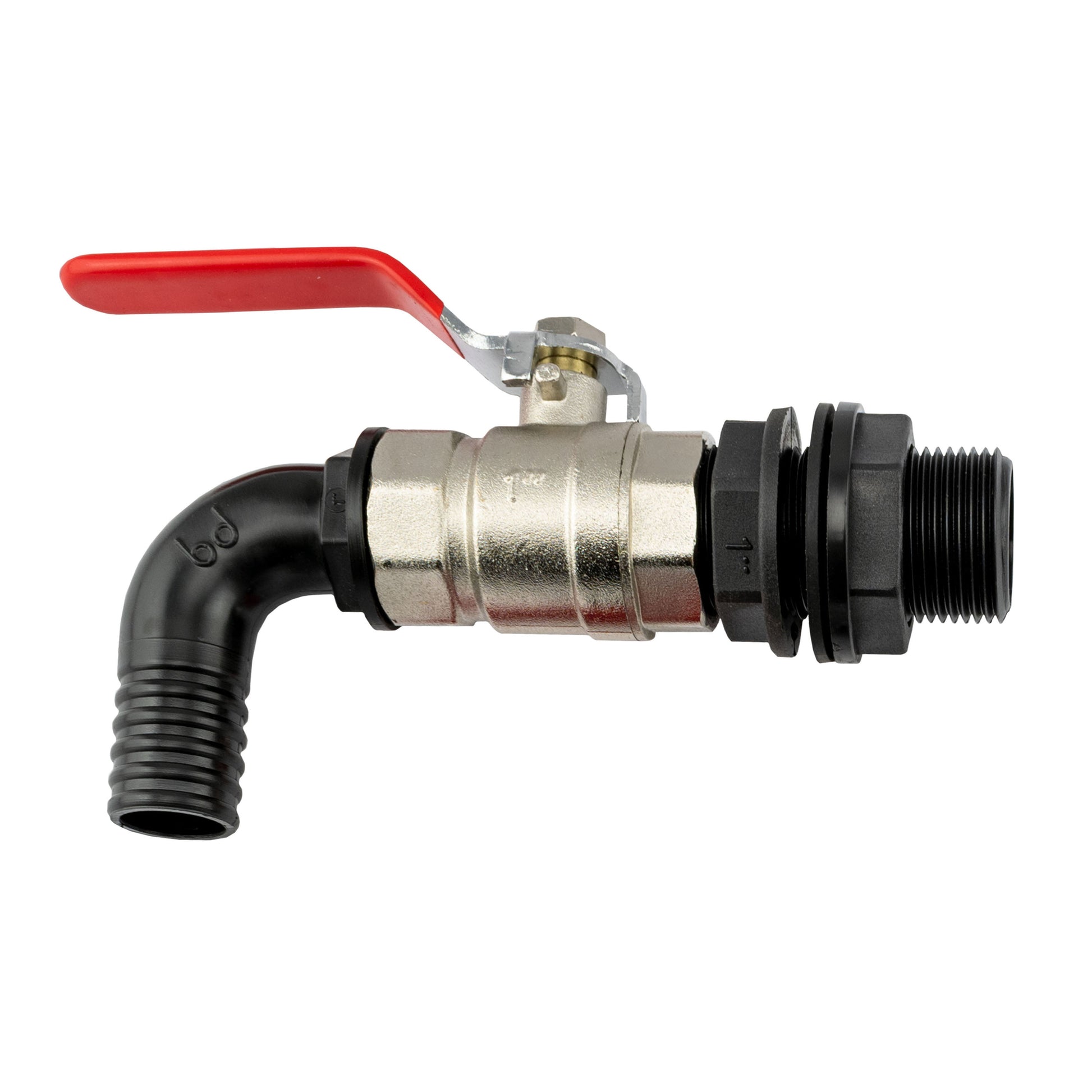 1” BSP Water Butt Fitting with Lever Valve and 25mm Barb Elbow - Best4Trade-Retail Garden watering
