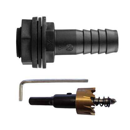 Tank Connector with Washer & Nut 3/4"BSPM - 3/4" Barb and Drill Bit - Best4Trade-Retail Tech Hose & Fittings