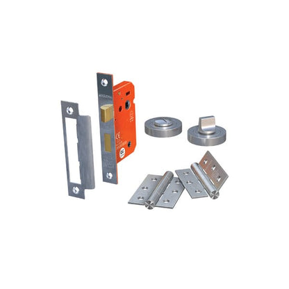 Bathroom Lock and Hinge Door Pack 64mm Lock / 76mm Hinges - All Finishes - Sparka Uk Doors