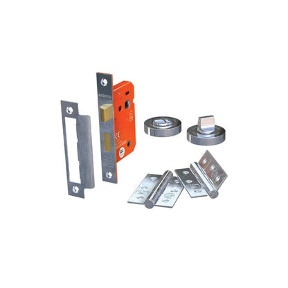 Bathroom Lock and Hinge Door Pack 64mm Lock / 76mm Hinges - All Finishes - Sparka Uk Doors