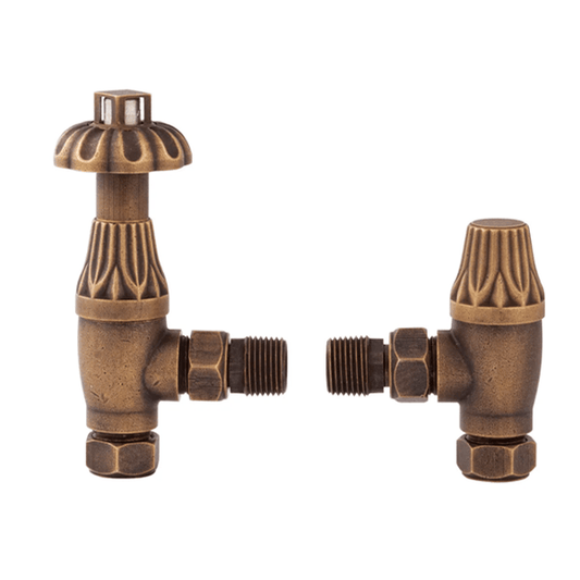 Angled Thermostatic Valve Lockshield - Fluted Finish - Bayswater
