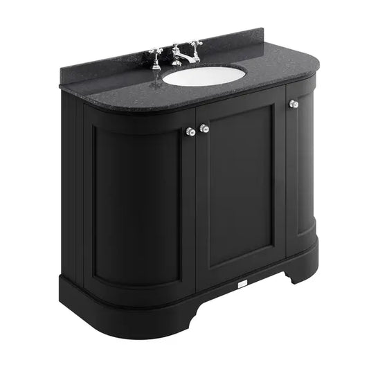 Matt Black Curved Basin Cabinet - All Sizes - Bayswater Bathrooms