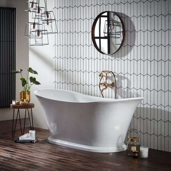 Bow Traditional Freestanding Double Ended Bath w/ Integrated Waste - All Colours - Aqua Bathrooms