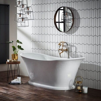 Bow Traditional Freestanding Double Ended Bath w/ Integrated Waste - All Colours - Aqua Bathrooms