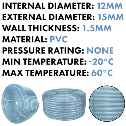 Clear PVC Pipe 12mm*15mm - Best4Trade-Retail Tech Hose & Fittings