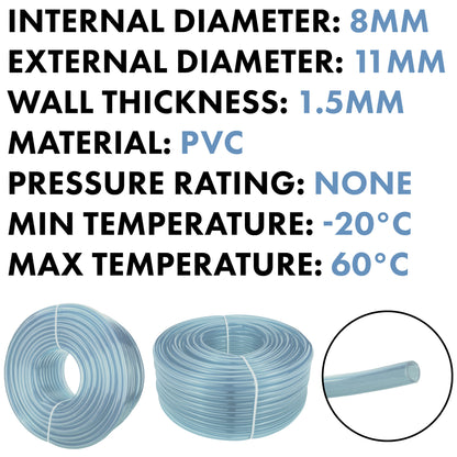 Clear PVC Pipe 8mm*11mm - Best4Trade-Retail Tech Hose & Fittings