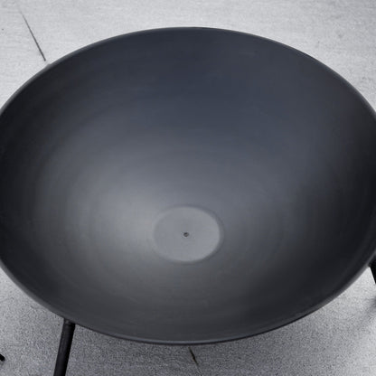 Outsunny Outdoor Fire Pit, Portable Round Firepit with Poker, for Garden, Camping, Bonfire, Picnic, Dia. 47 x 21 cm, Black