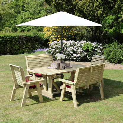 Churnet Valley Ergo 6 Seat Table Set 2 Chairs and 2 Benches