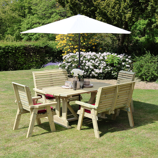 Churnet Valley Ergo 6 Seat Table Set 2 Chairs and 2 Benches