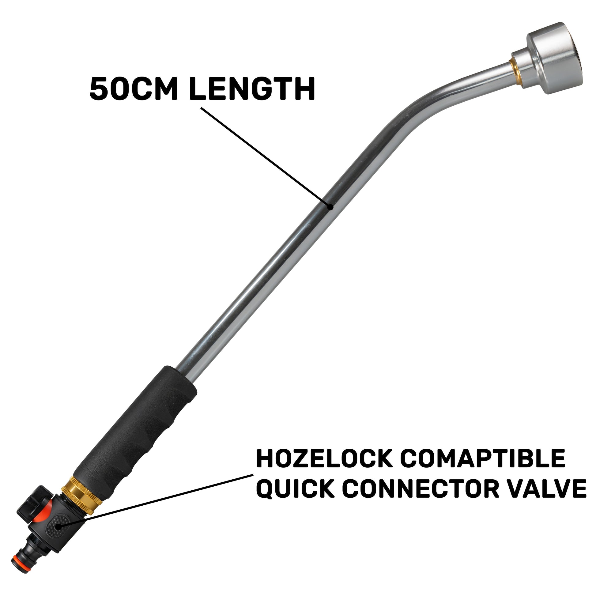 50cm Garden Watering Lance with Quick Connect Valve (Black) - Best4Trade-Retail Garden watering