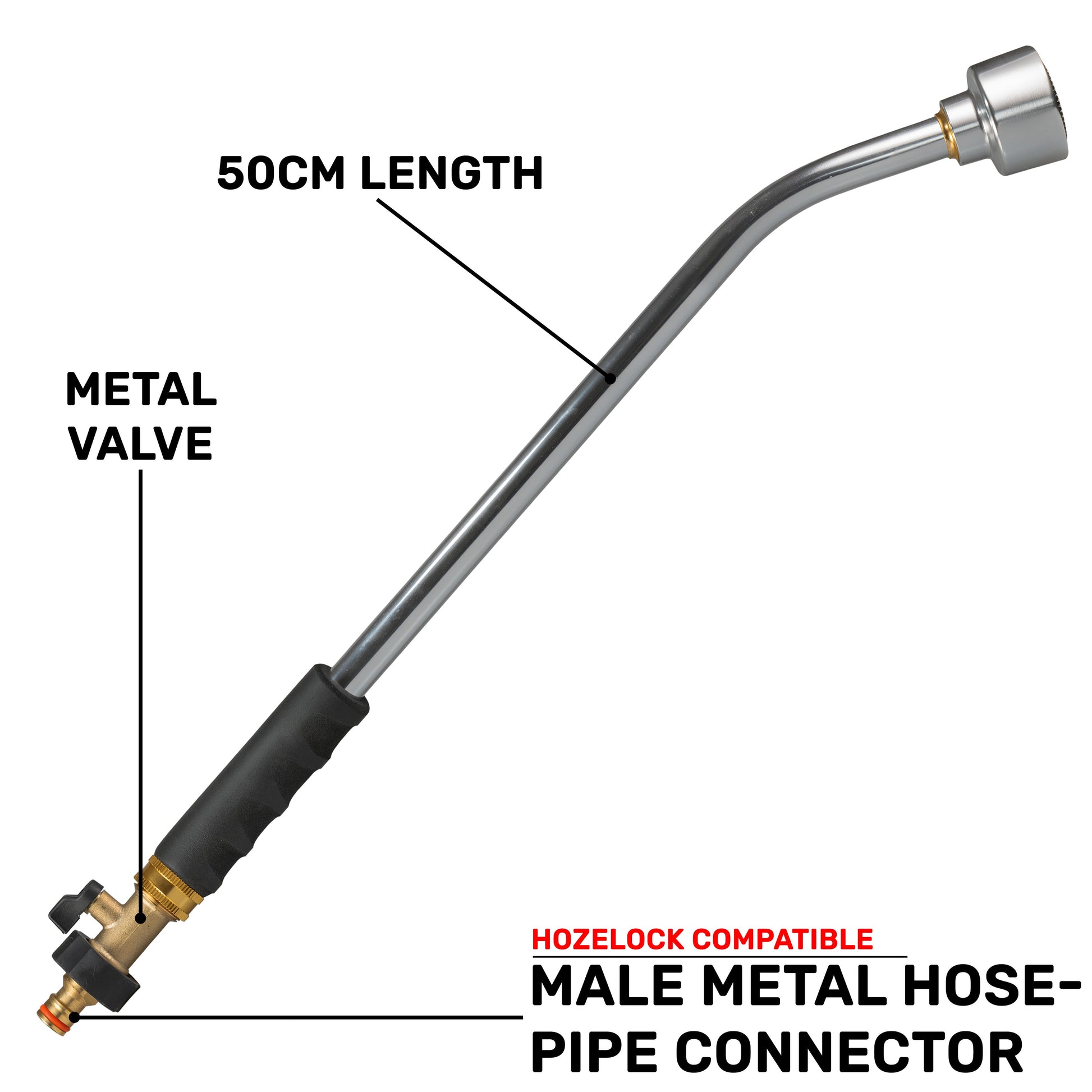 50cm Garden Watering Lance with Brass Valve and Quick Connect Male - Best4Trade-Retail Garden watering