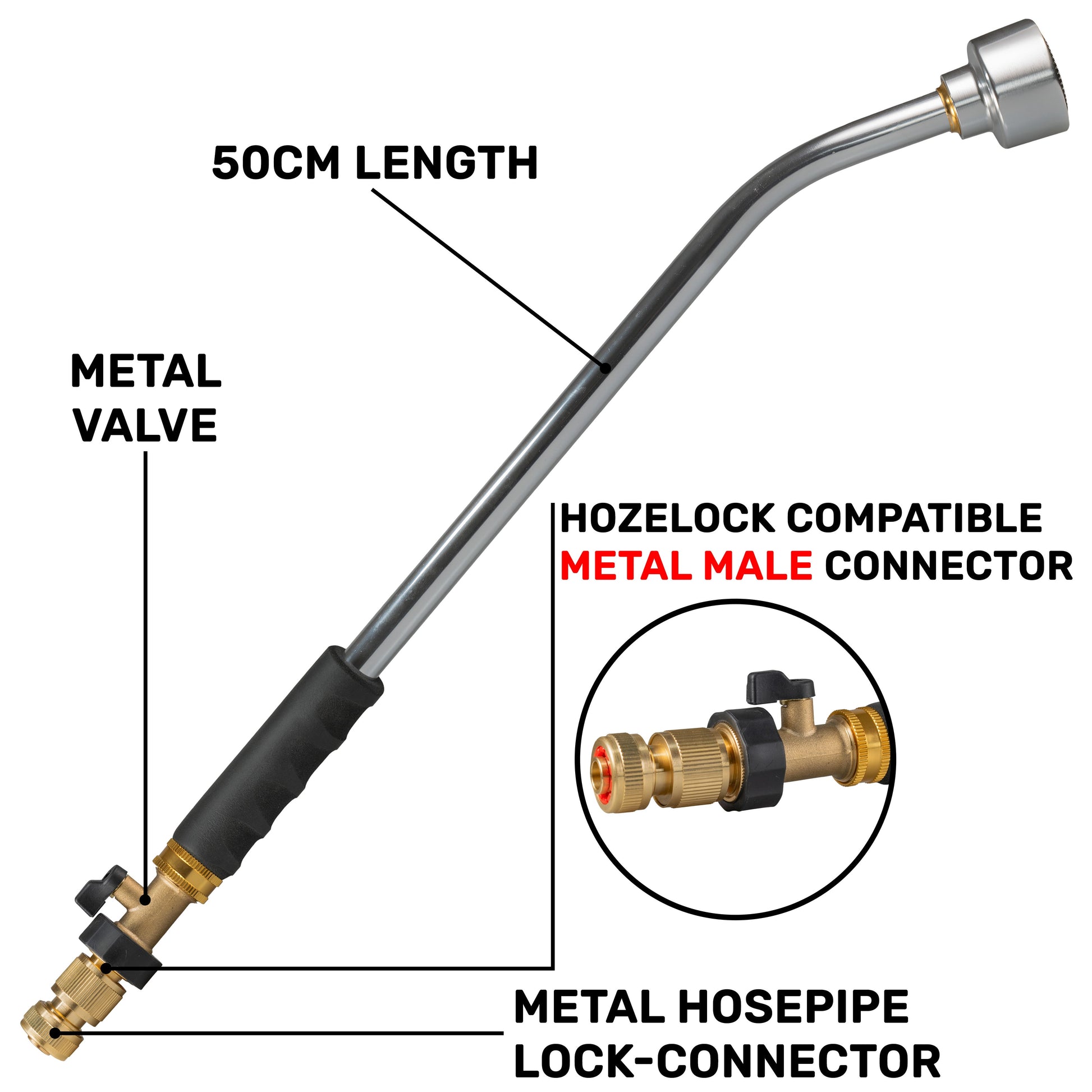 50cm Garden Watering Lance with Brass Valve and Quick Connect Hose Connector - Best4Trade-Retail Garden watering