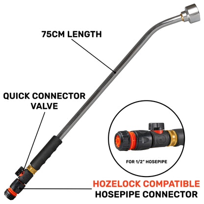 75cm Garden Watering Lance with Quick Connect Valve (Black) and Hose Connector - Best4Trade-Retail Garden watering