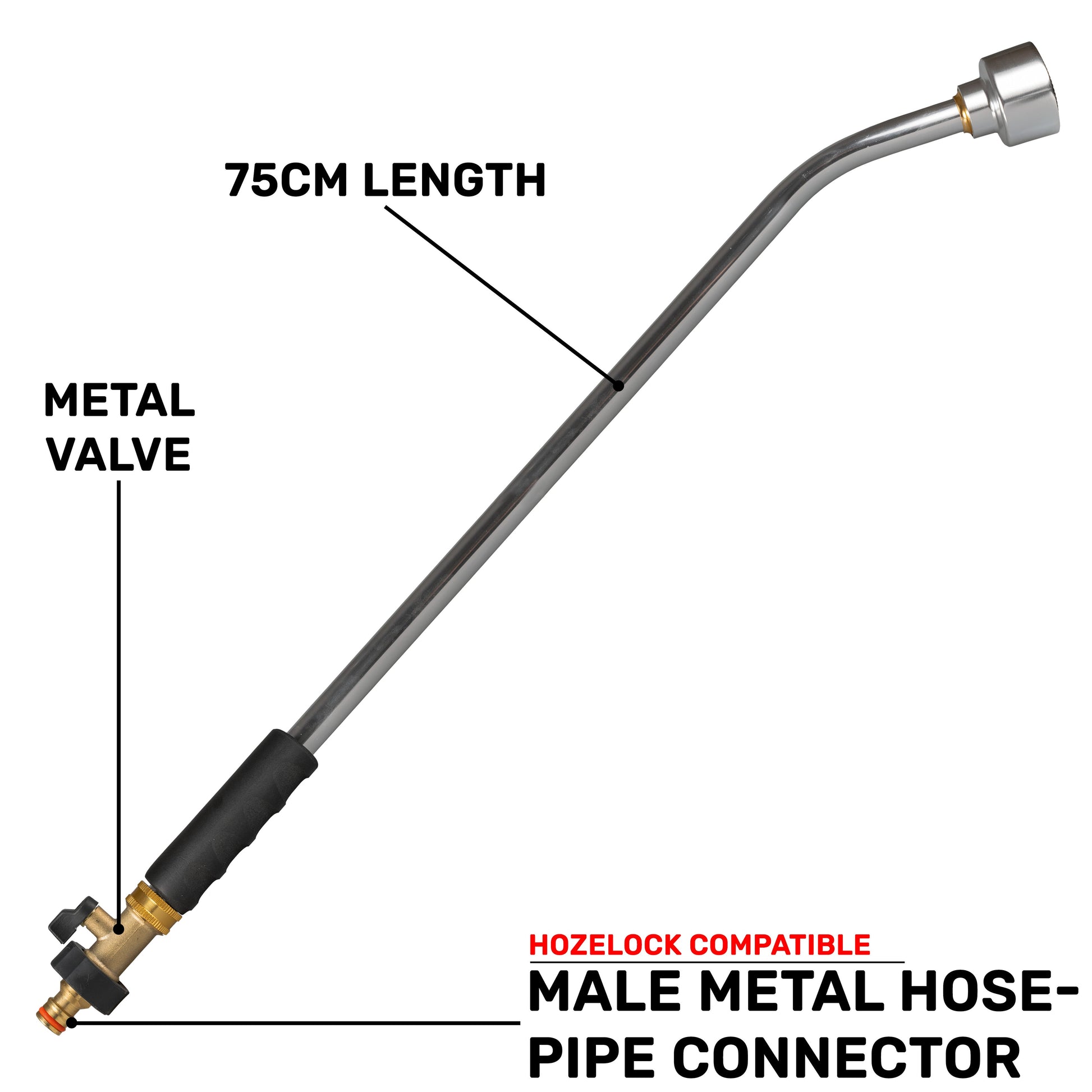 75cm Garden Watering Lance with Brass Valve and Quick Connect Male - Best4Trade-Retail Garden watering