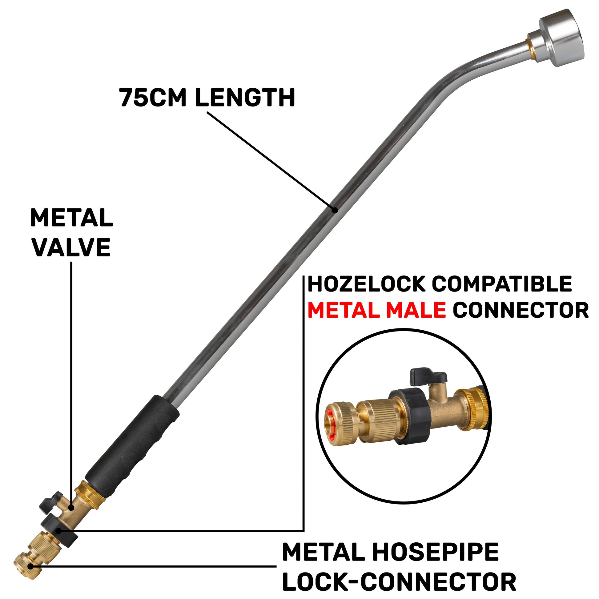 75cm Garden Watering Lance with Brass Valve and Quick Connect Hose Connector - Best4Trade-Retail Garden watering