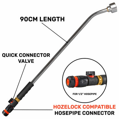 90cm Garden Watering Lance with Quick Connect Valve (Black) and Hose Connector - Best4Trade-Retail Garden watering