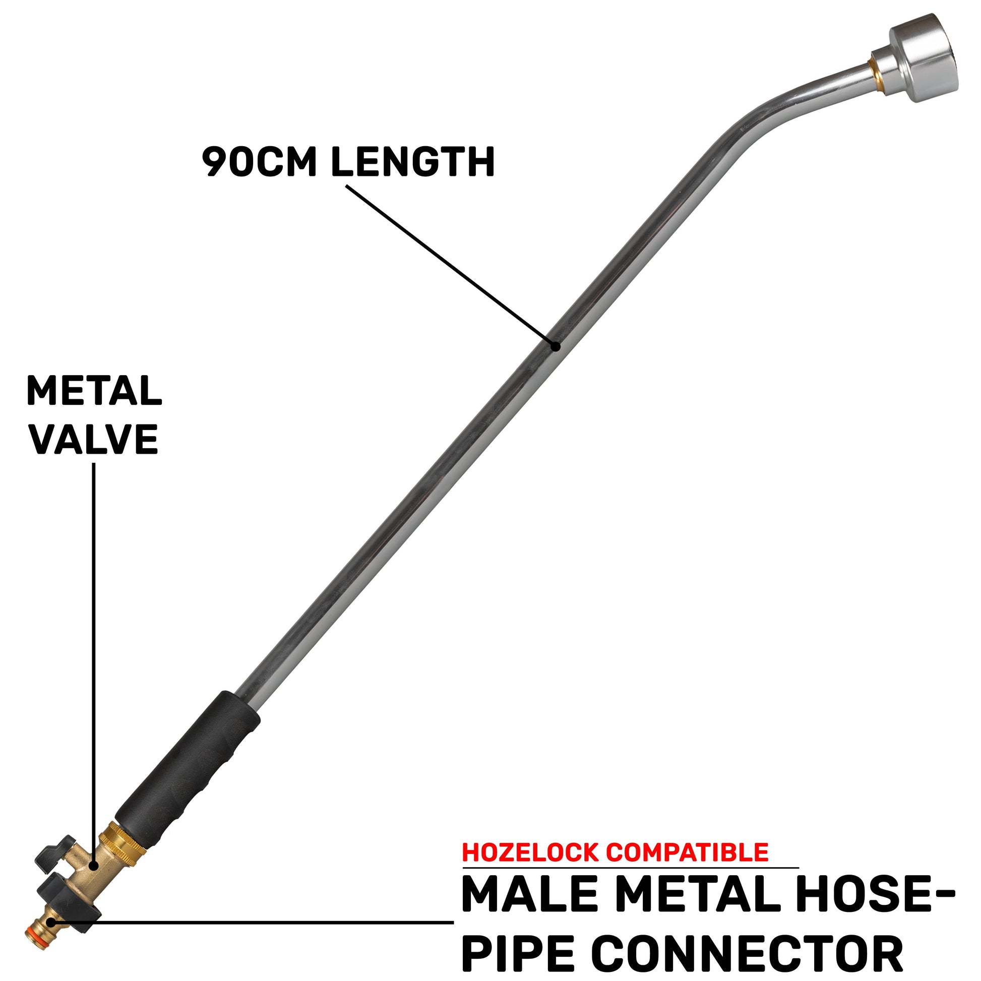 90cm Garden Watering Lance with Brass Valve and Quick Connect Male - Best4Trade-Retail Garden watering