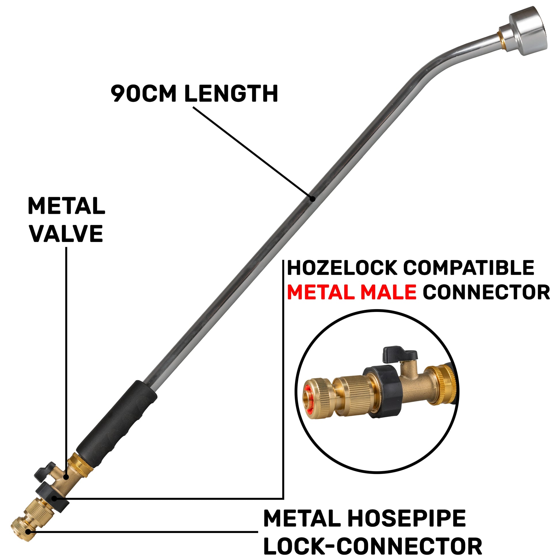90cm Garden Watering Lance with Brass Valve and Quick Connect Hose Connector - Best4Trade-Retail Garden watering