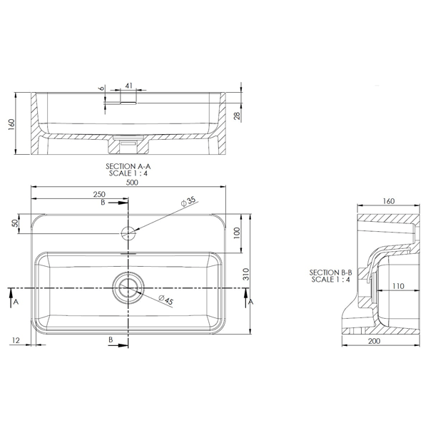 Cabanes 500mm Solid Cloakroom Basin - Aqua Bathrooms