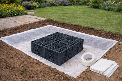 Polystorm PSM1A Soakaway Crate Kit 190L | Drainage Crate with Geotextile Membrane & Tape | Spudulica