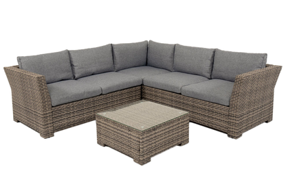 Chesterton Grey 5 Seater Corner Rattan Garden Sofa Lounge Set and Cushion Box Bundle