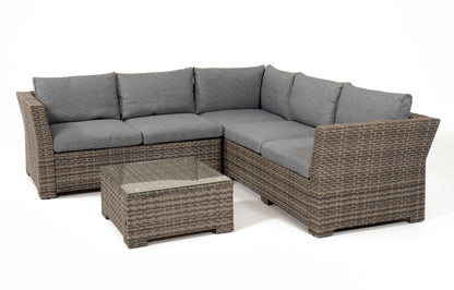 Chesterton Grey 5 Seater Corner Rattan Garden Sofa Lounge Set and Cover Bundle