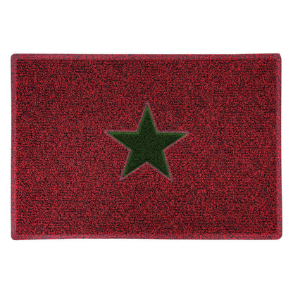Christmas Star PVC Spaghetti Doormat - Red & Green Design