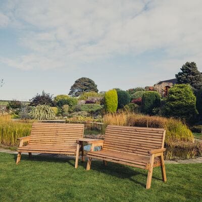 Churnet Valley 6 Seat Set 2 x 3 Seat Benches Angled Tray - Churnet Valley