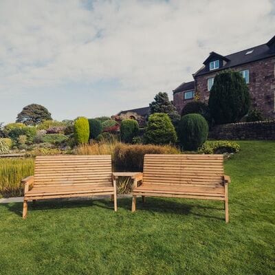Churnet Valley 6 Seat Set 2 x 3 Seat Benches Angled Tray - Churnet Valley