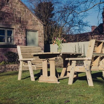 Churnet Valley Ergo 4 Seat Table Set 2 Benches - Churnet Valley