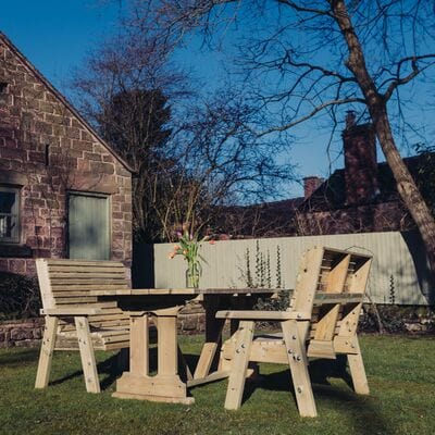 Churnet Valley Ergo 4 Seat Table Set 2 Benches - Churnet Valley