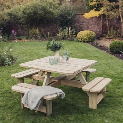 Churnet Valley Westwood Square 8 Seat Picnic Table - Churnet Valley
