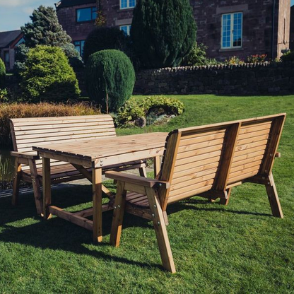 Churnet Valley 6 Seat Table Set 2 x 3 Seat Benches 179.5cm Table - Churnet Valley