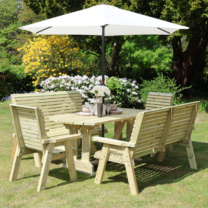 Churnet Valley Ergo 8 Seat Table Set 2 x 3 Seater Benches and 2 Chairs - Churnet Valley
