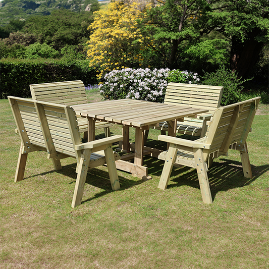 Churnet Valley Ergo 8 Seater Square Set 4 Benches - Churnet Valley