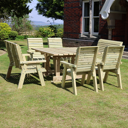 Churnet Valley Ergo 8 Seater Square Set 4 Chairs and 2 Benches - Churnet Valley