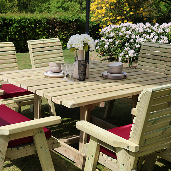 Churnet Valley Ergo 8 Seater Square Set 4 Chairs and 2 Benches - Churnet Valley