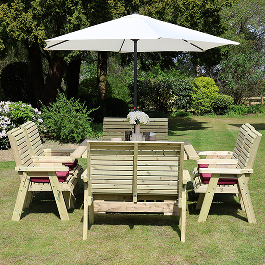 Churnet Valley Ergo 8 Seater Square Set 4 Chairs and 2 Benches - Churnet Valley