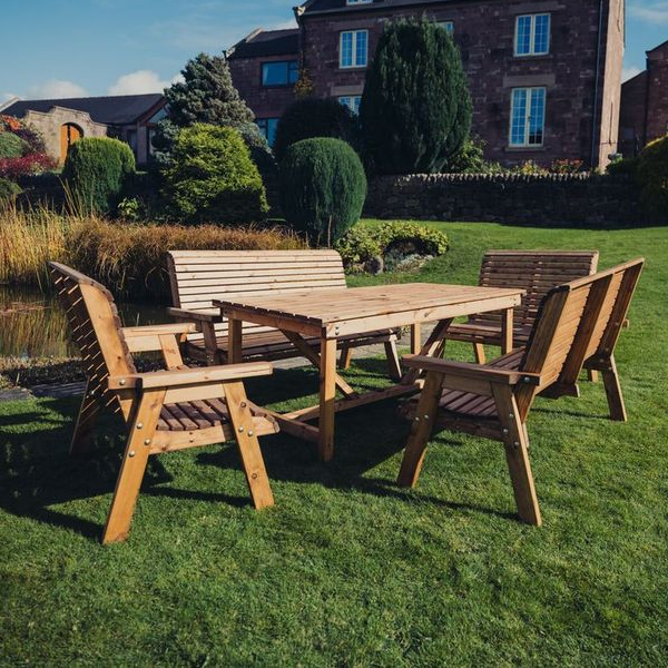 Churnet Valley Seat 10 Set 2 x 2 Seat Benches and 2 x 3 Seat Benches 179.5cm Table - Churnet Valley