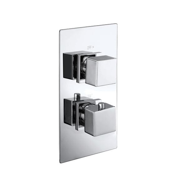 Cube Concealed 2-Way Chrome Thermostatic Shower Valve - Aqua Bathrooms