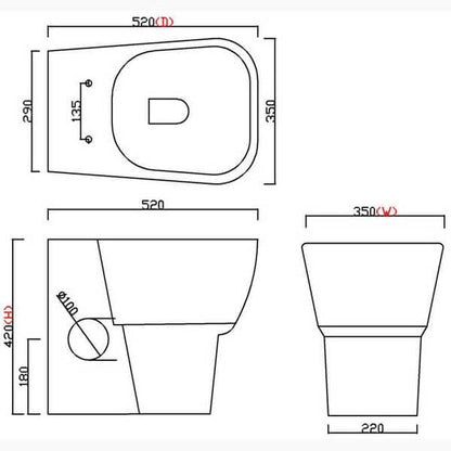 Cubix Back to Wall Toilet (suitable for concealed cisterns) - Aqua Bathrooms