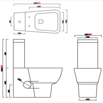 Cubix Close Coupled Toilet with Closed, Flush to Wall Back - Aqua Bathrooms