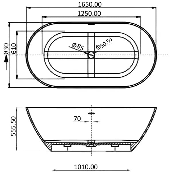 Cusco Luxury Freestanding Double Ended Bath - 1650mm x 830mm - Aqua Bathrooms