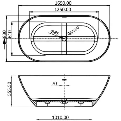 Cusco Luxury Freestanding Double Ended Bath - 1650mm x 830mm - Aqua Bathrooms