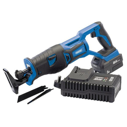 D20 20V Brushless Reciprocating Saw with 1 x 3Ah Battery and Fast Charger - Draper