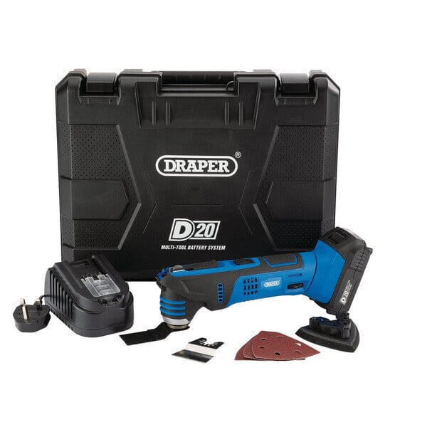 D20 20V Oscillating Multi-Tool with 1x 2Ah Battery and Charger - Draper