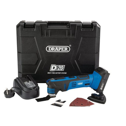 D20 20V Oscillating Multi-Tool with 1x 2Ah Battery and Charger - Draper