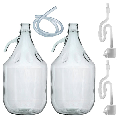 Glass Demijohn 5L 2 Pack Plain With Airlock, Bung & Tube - Best4Trade-Retail Costwise Home Brewing